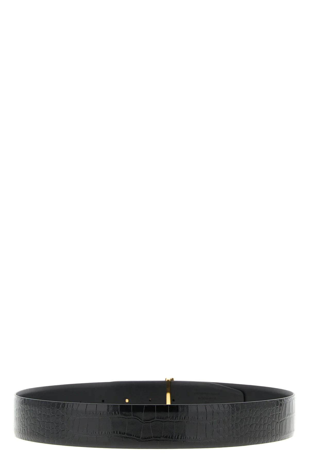 reversible belt in shiny crocodile-effect leather and smooth matte leather