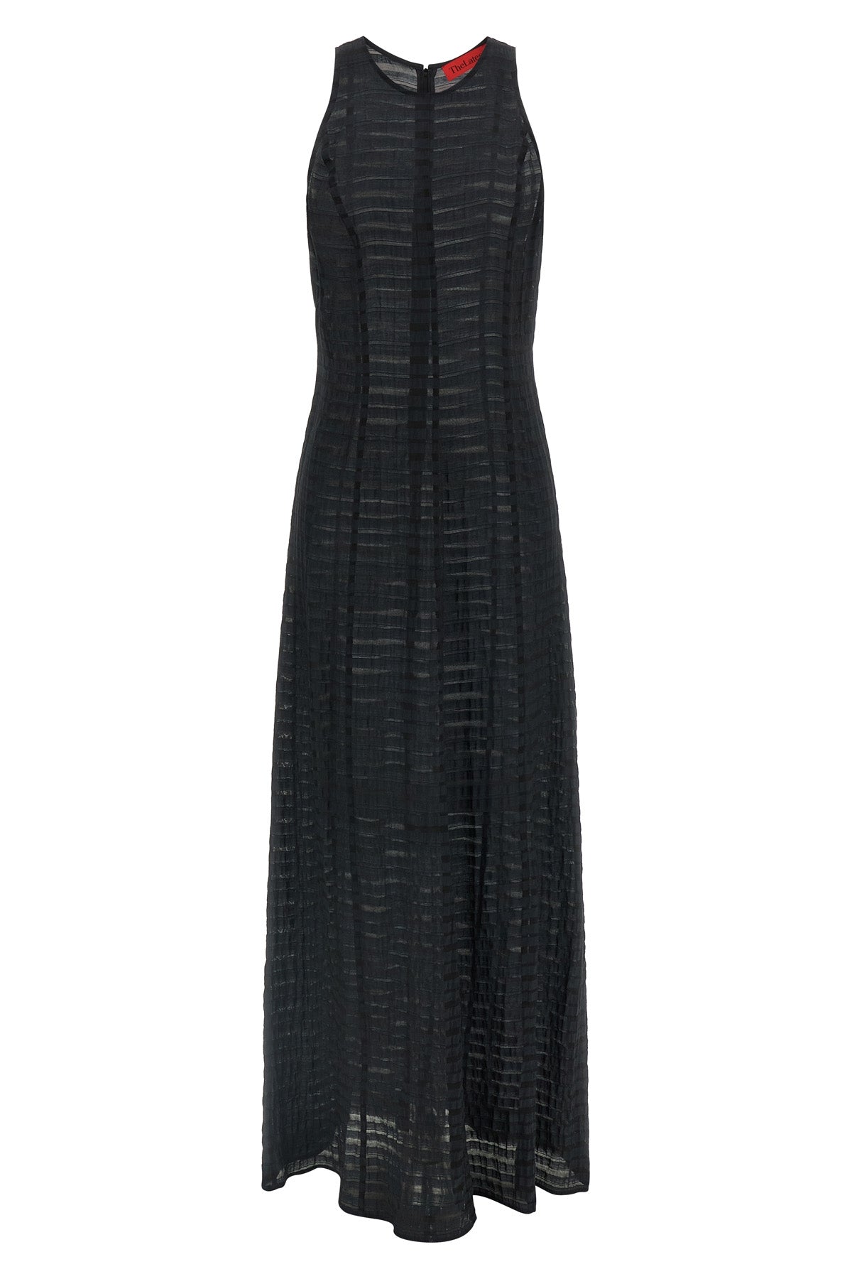 THE LATEST M long dori dress in light semi-transparent striped muslin