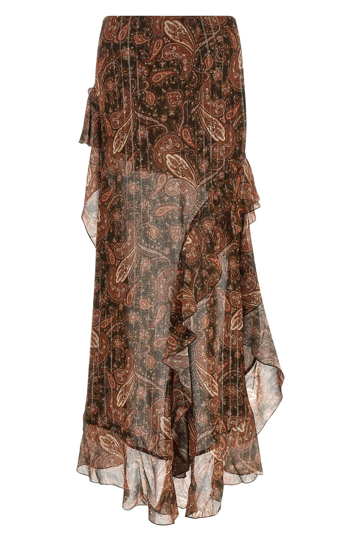 THE ANDAMANE 42 camelia long skirt in all-over paisley print georgette