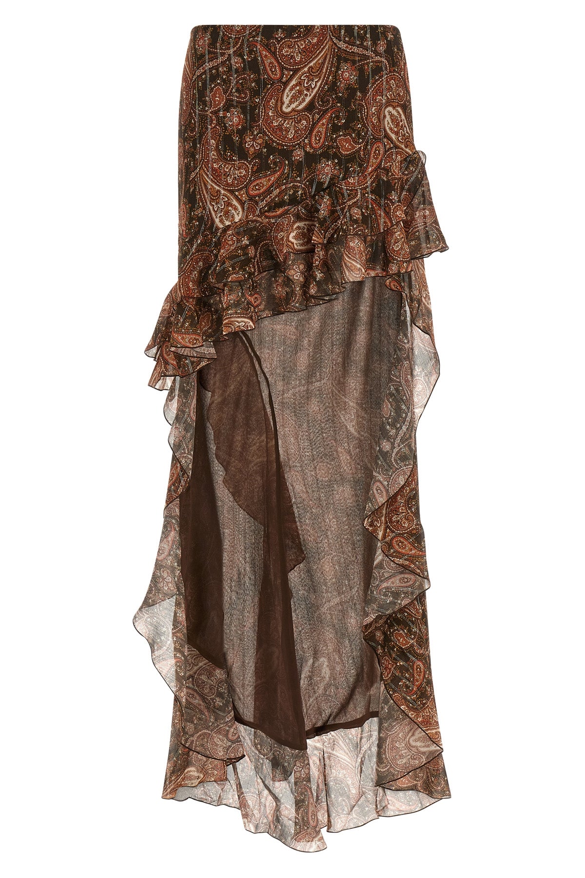 THE ANDAMANE 42 camelia long skirt in all-over paisley print georgette