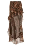 camelia long skirt in all-over paisley print georgette