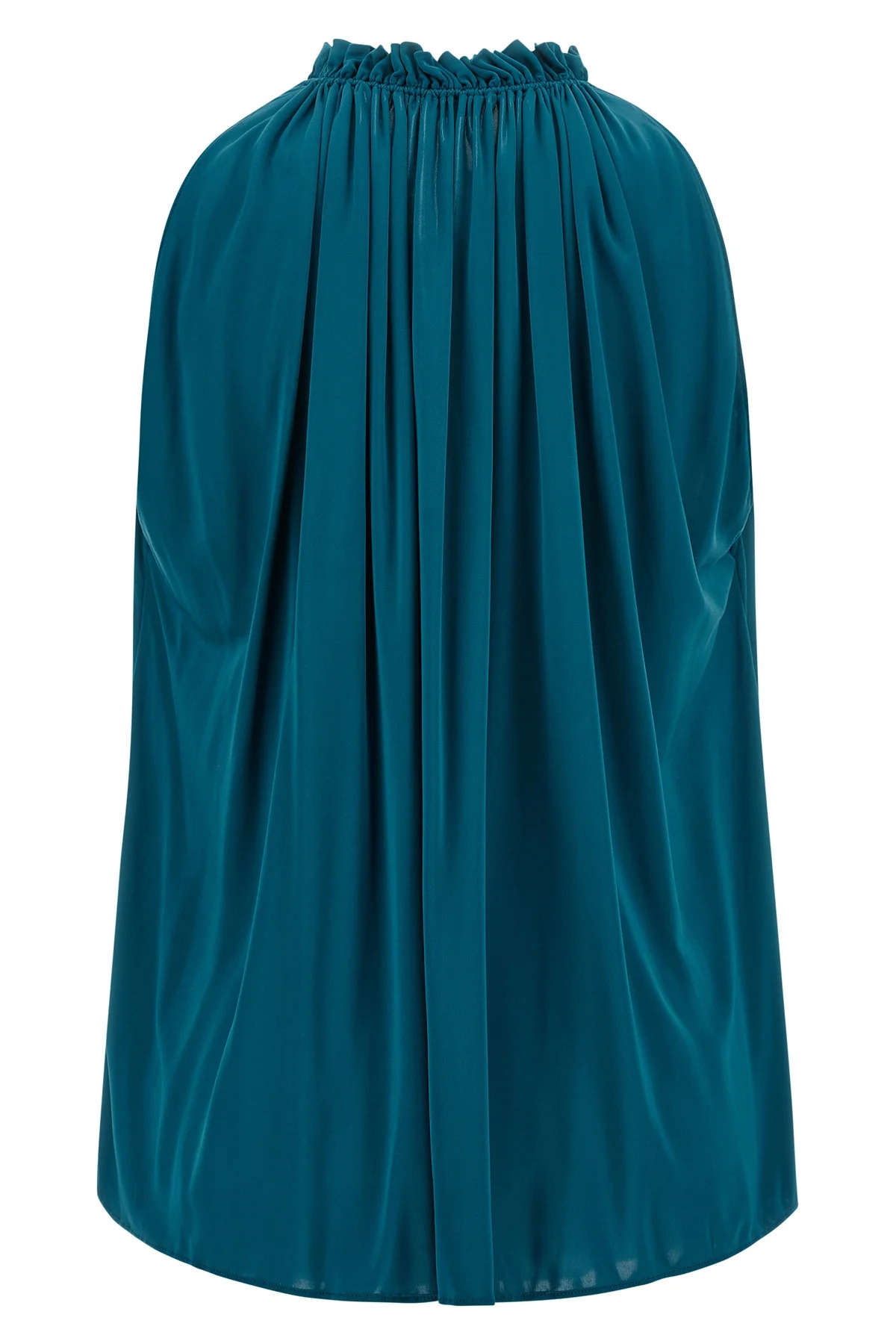 the sleeveless balmain top stands out for its fluid silhouette and impeccable ta