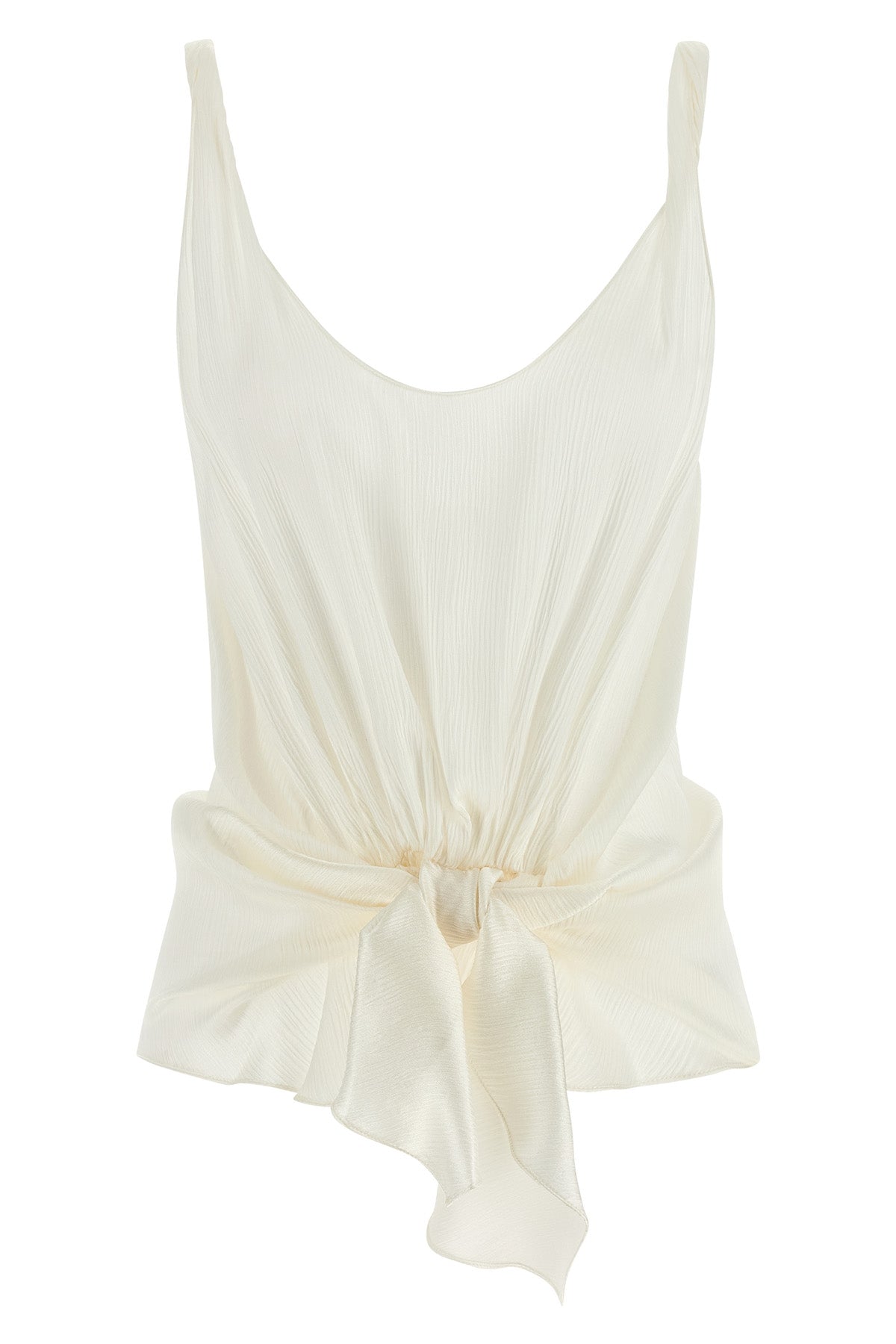 J.W.ANDERSON 6 front knot sleeveless top in smooth crinkled silk