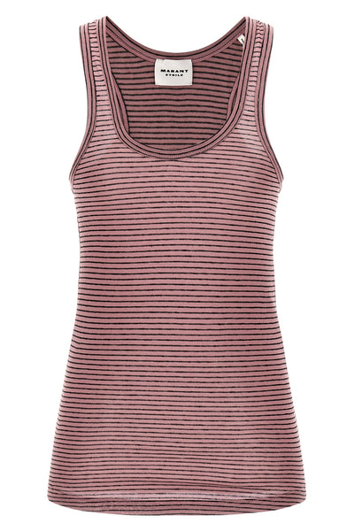 thea striped cotton and linen tank top