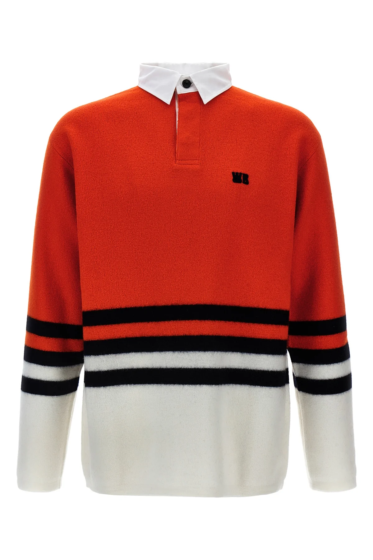 WALES BONNER S cypher striped wool knit polo shirt