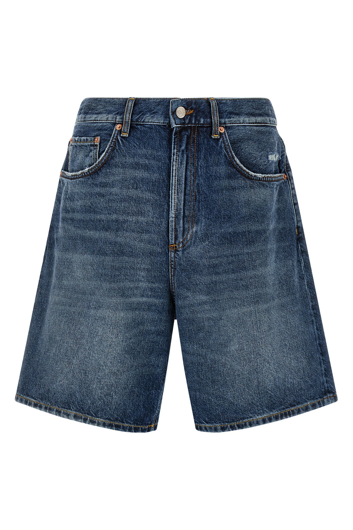 singers bermuda shorts in used-effect stone washed cotton denim