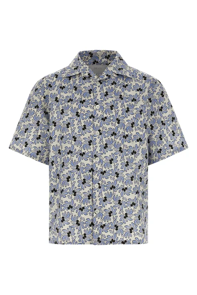 all-over fresia print cotton and silk blend pongé shirt