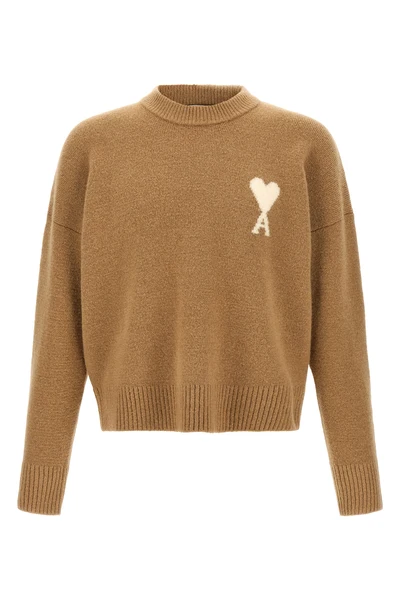 the ami paris crew neck sweater in a fine alpaca and wool blend