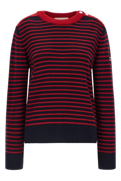 the ami paris crewneck sweater reinterprets the marinière aesthetic through ri
