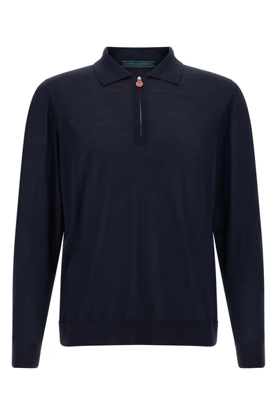 the kiton long-sleeved polo shirt in fine 14 micron wool