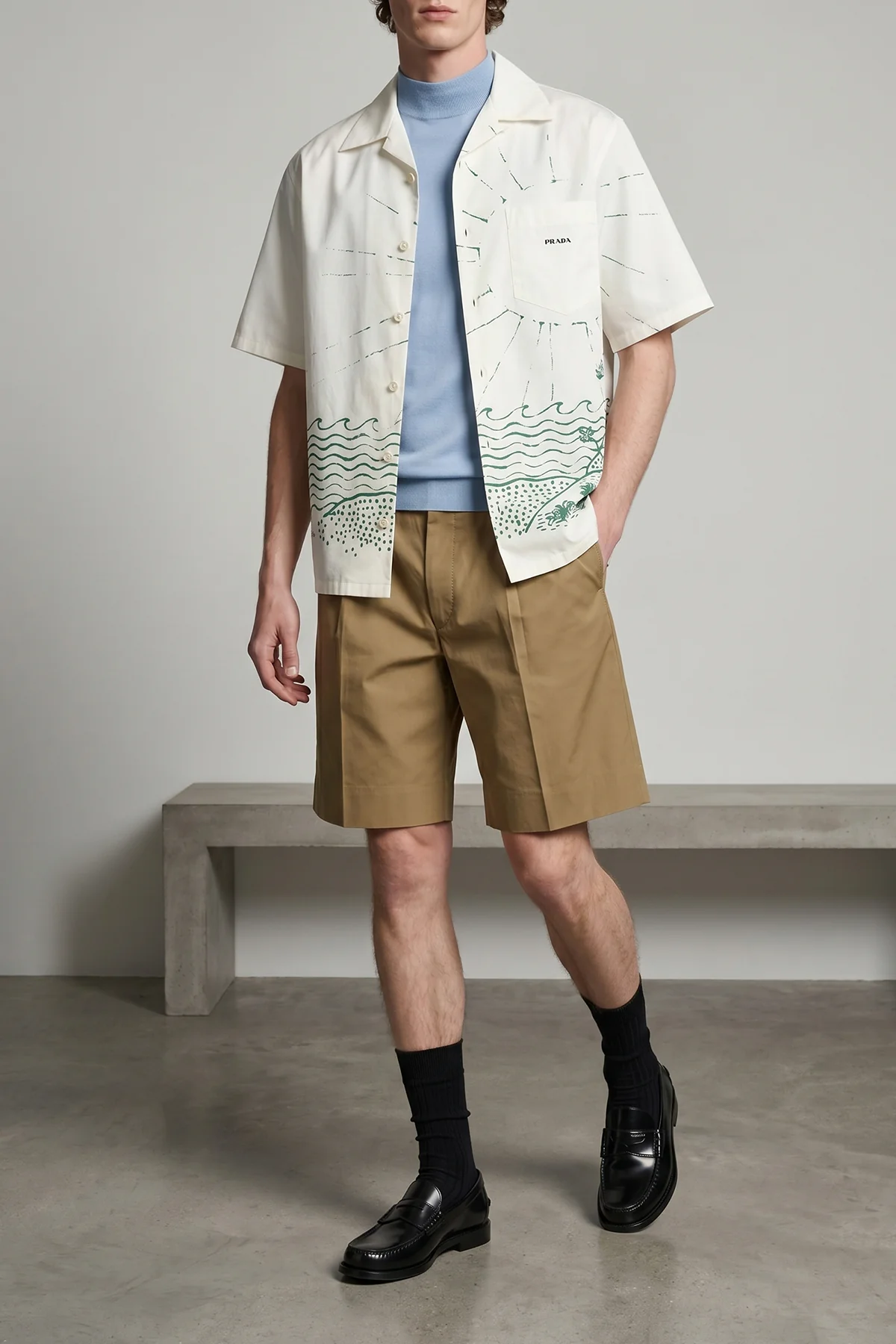 PRADA 48 bermuda shorts in cotton poplin