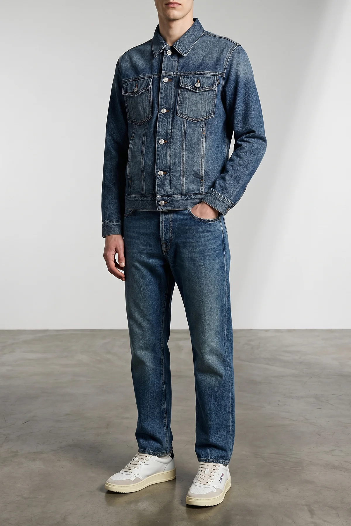 bowl stone-washed 13 1/4 oz non-stretch cotton denim jeans