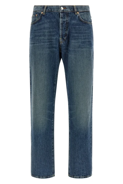 bowl stone-washed 13 1/4 oz non-stretch cotton denim jeans