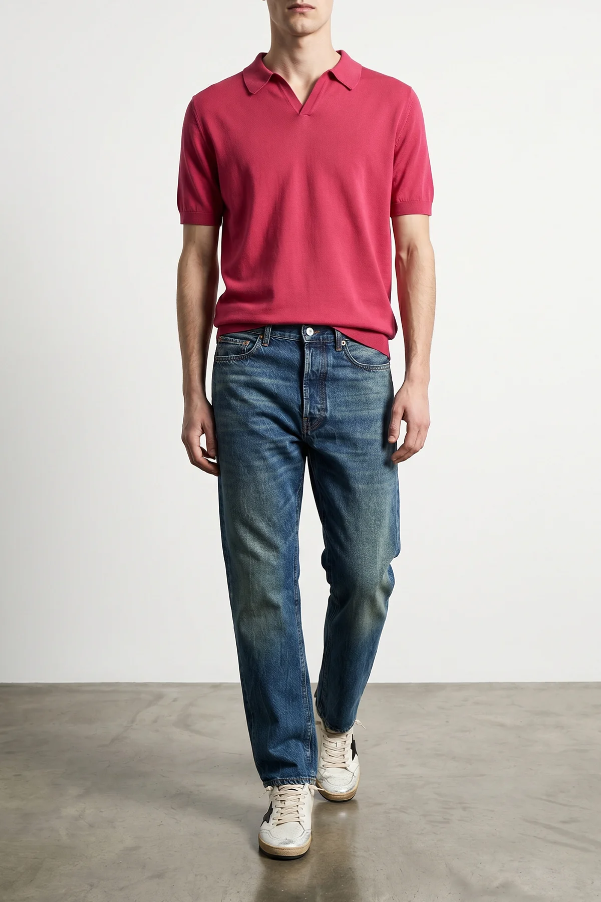 curtis used-effect stone washed cotton denim jeans