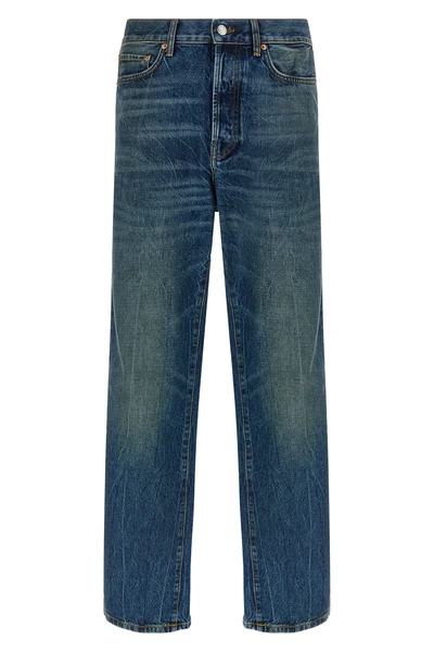 curtis used-effect stone washed cotton denim jeans