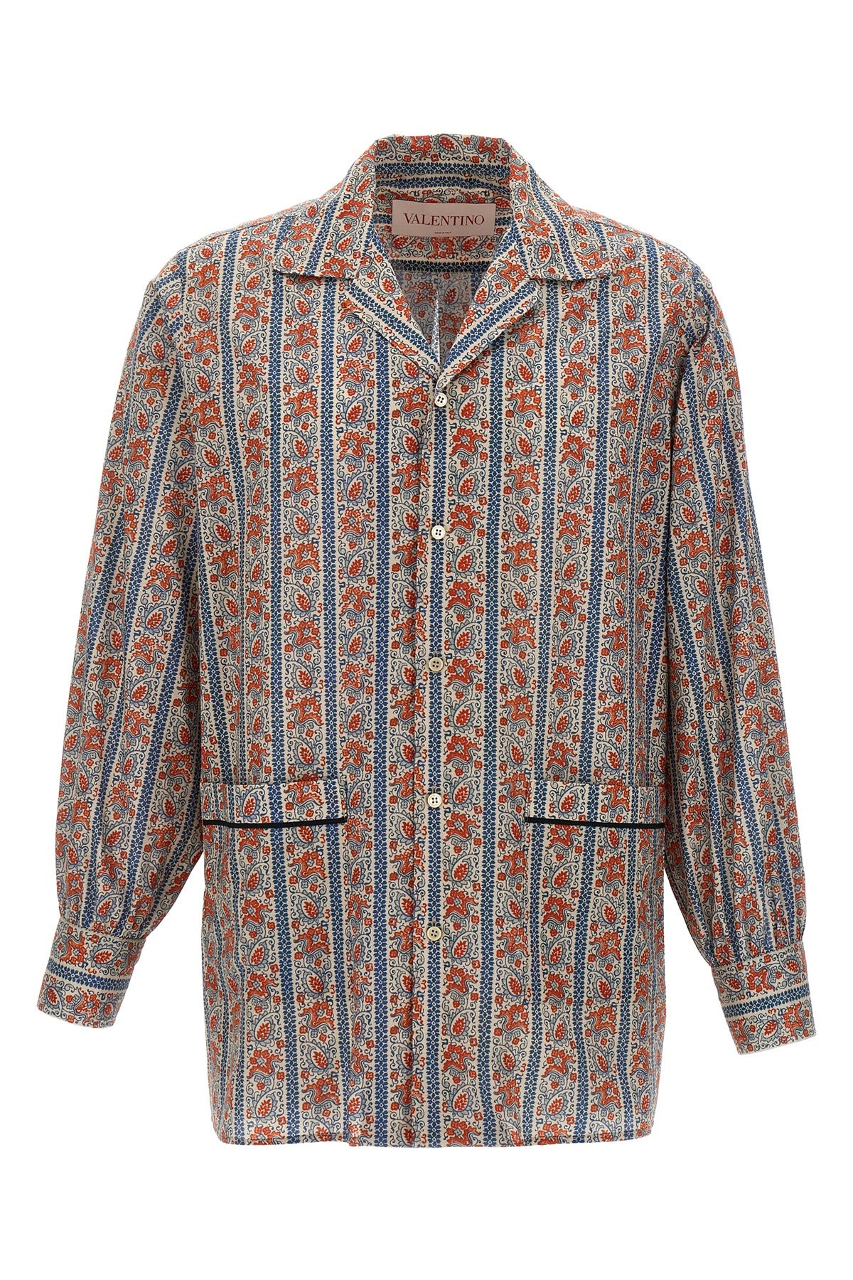 all-over voyage imaginaire print cotton muslin shirt