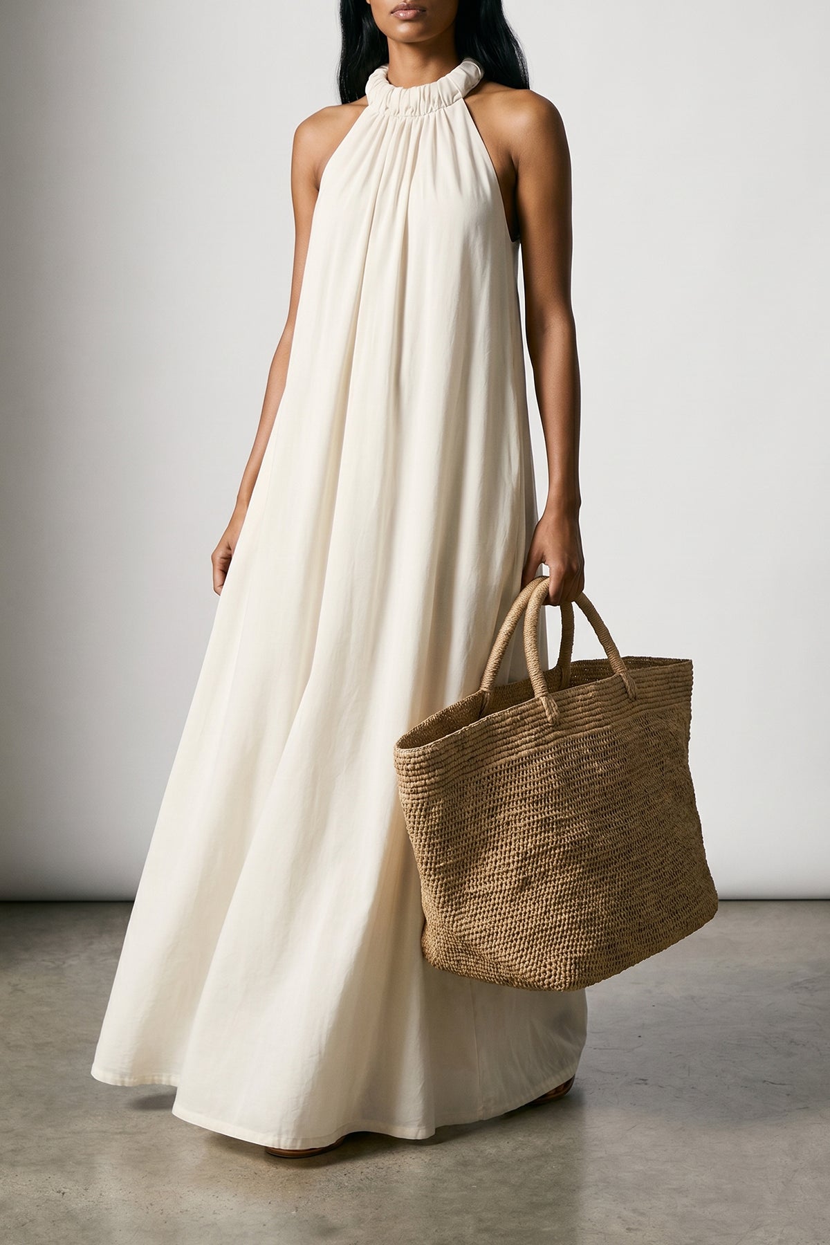 IBELIV OS vanilla natural raffia shopping bag
