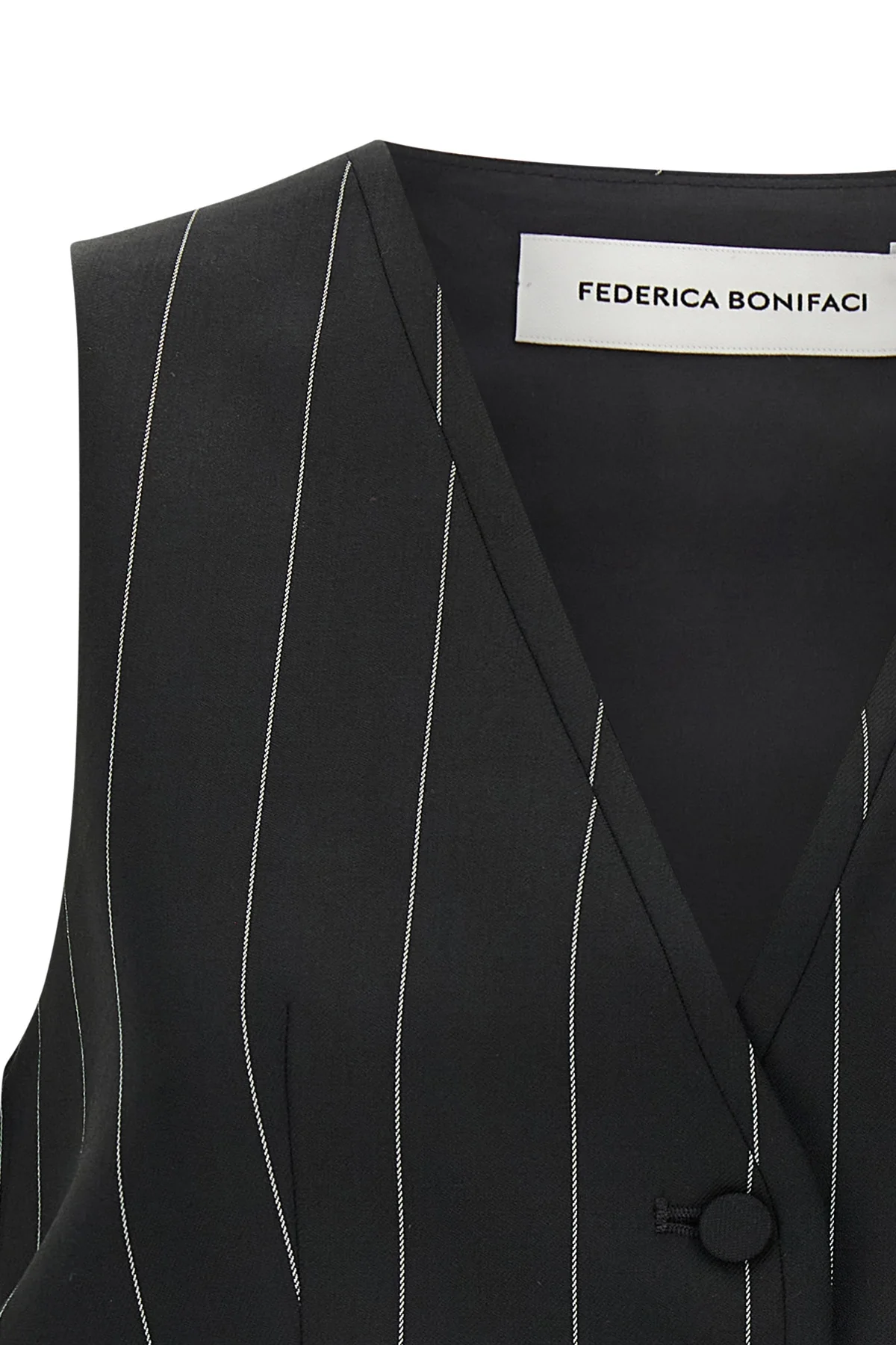 federica bonifaci cropped vest redefines the codes of tailoring through a rigoro