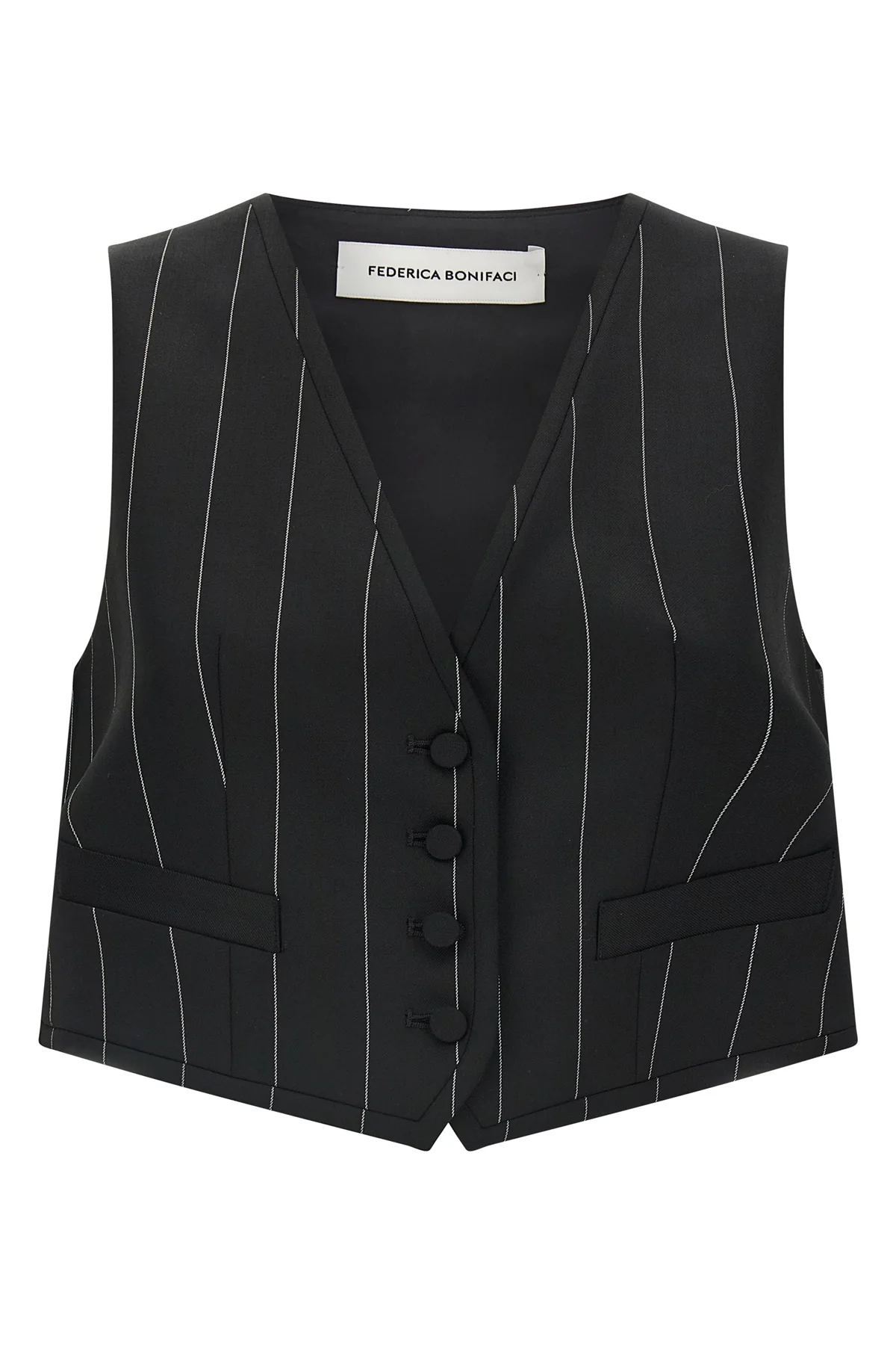 federica bonifaci cropped vest redefines the codes of tailoring through a rigoro