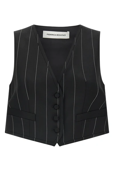 federica bonifaci cropped vest redefines the codes of tailoring through a rigoro