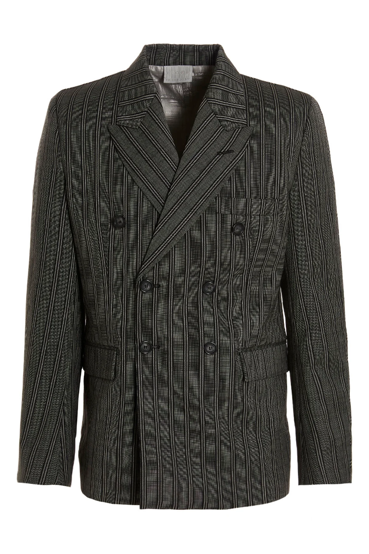 VTMNTS L tonal double breasted tailored stripe wool blazer