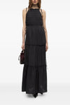 long viscose dress black smock tie