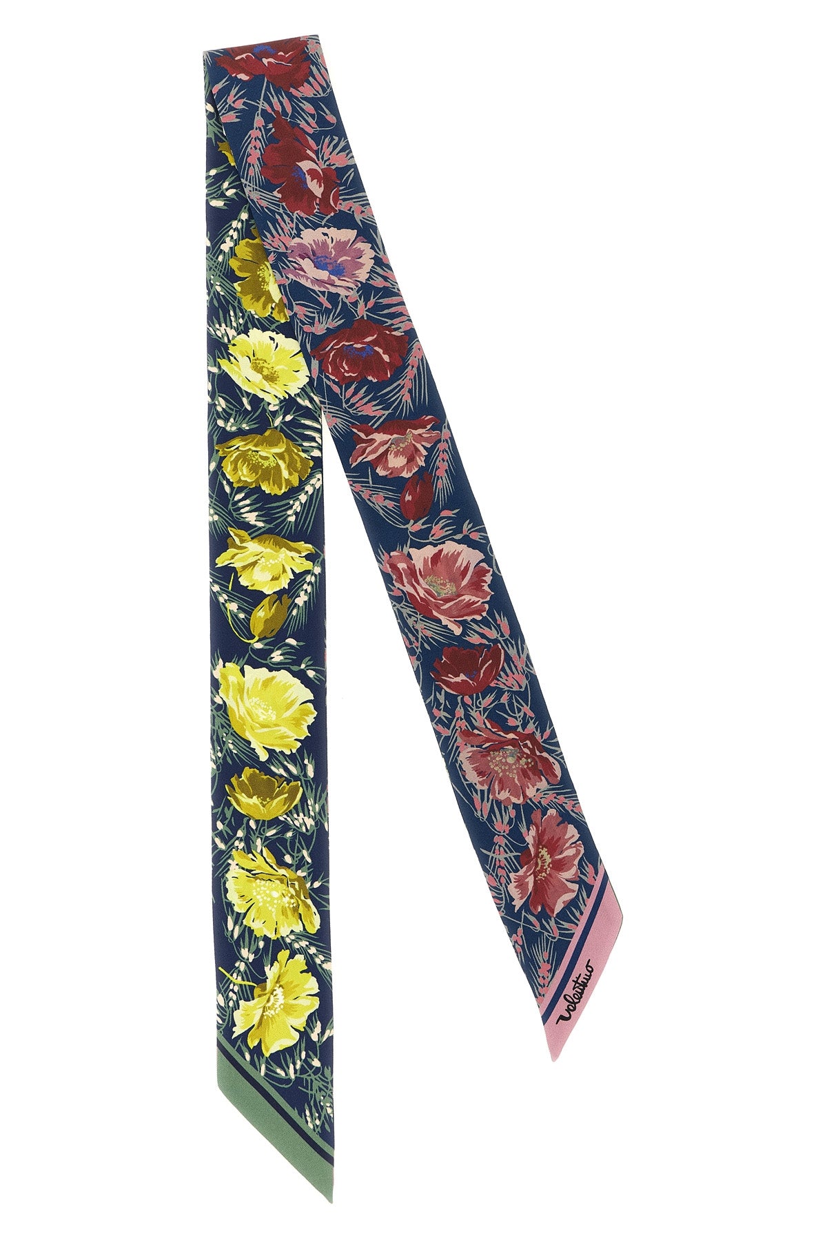 VALENTINO GARAVANI OS apres lhiver-poppies print silk double-face bandeau