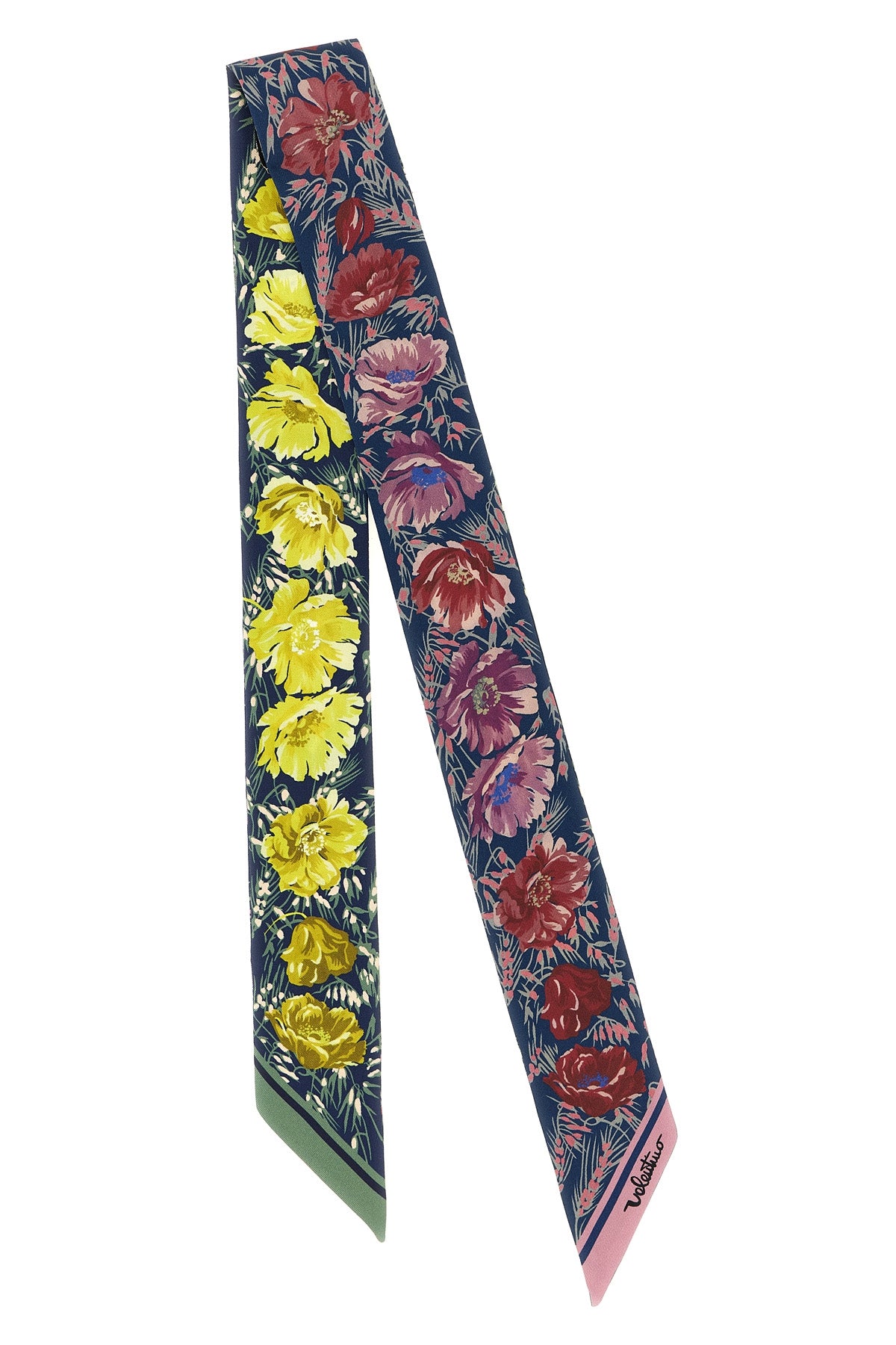 VALENTINO GARAVANI OS apres lhiver-poppies print silk double-face bandeau