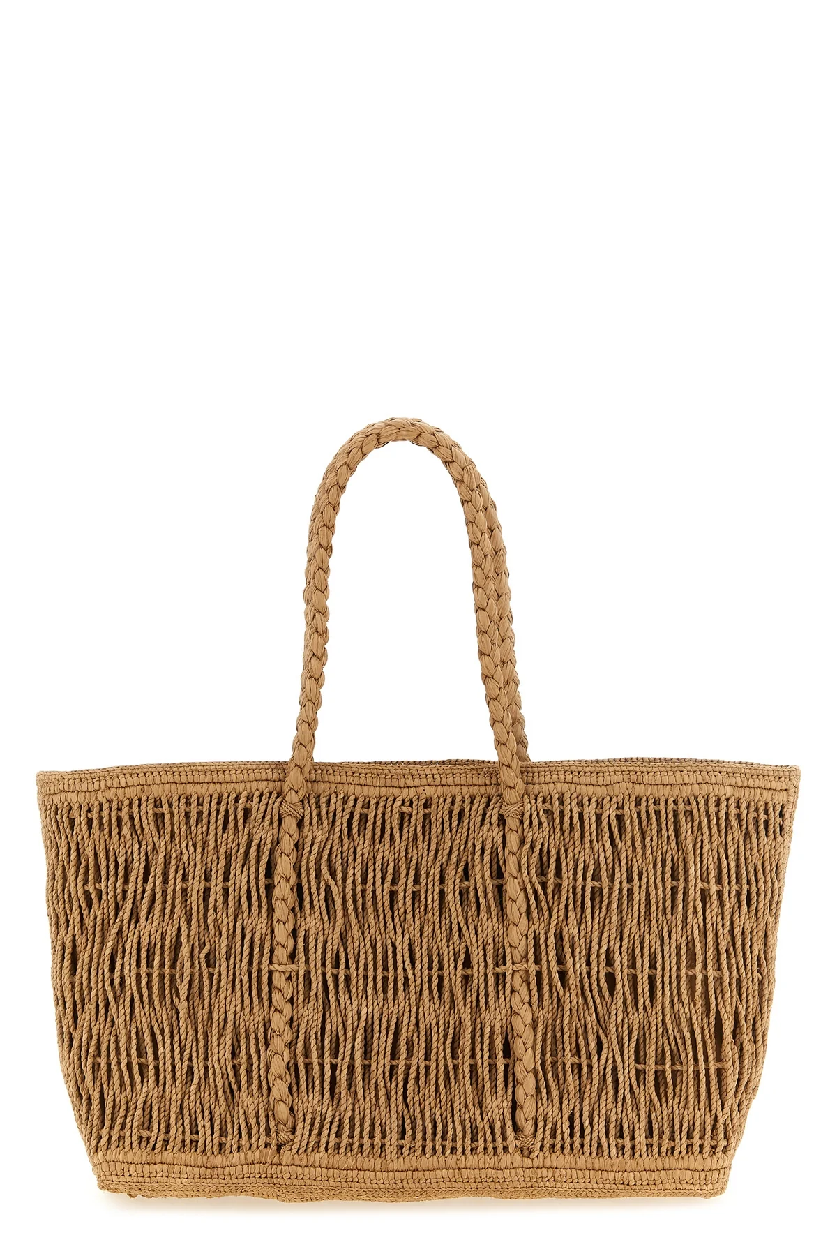 the row georgica tote bag is handcrafted in natural palm fibers