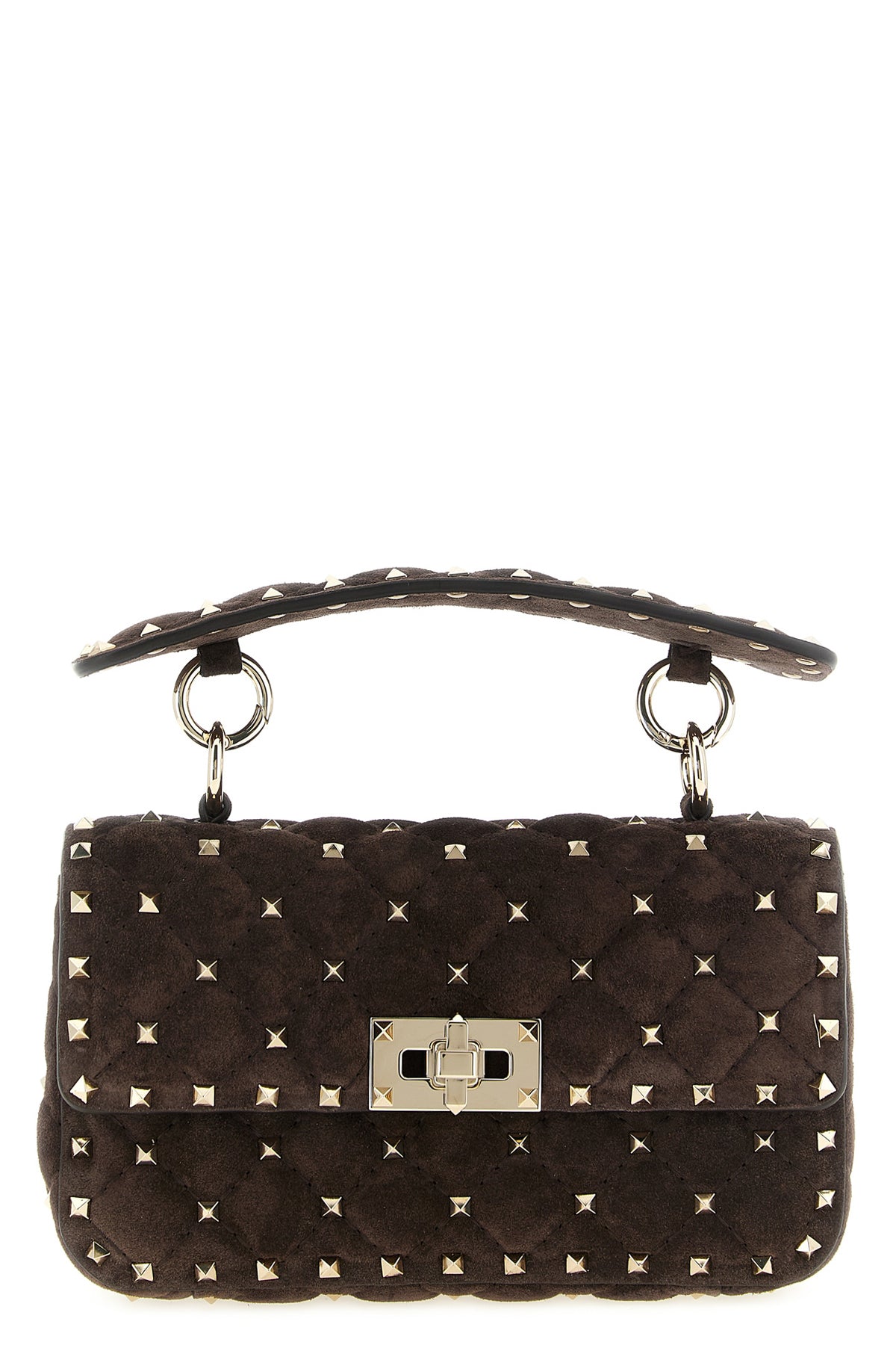 VALENTINO GARAVANI OS small rockstud spike diamond-shaped suede quilted suede shoulder bag