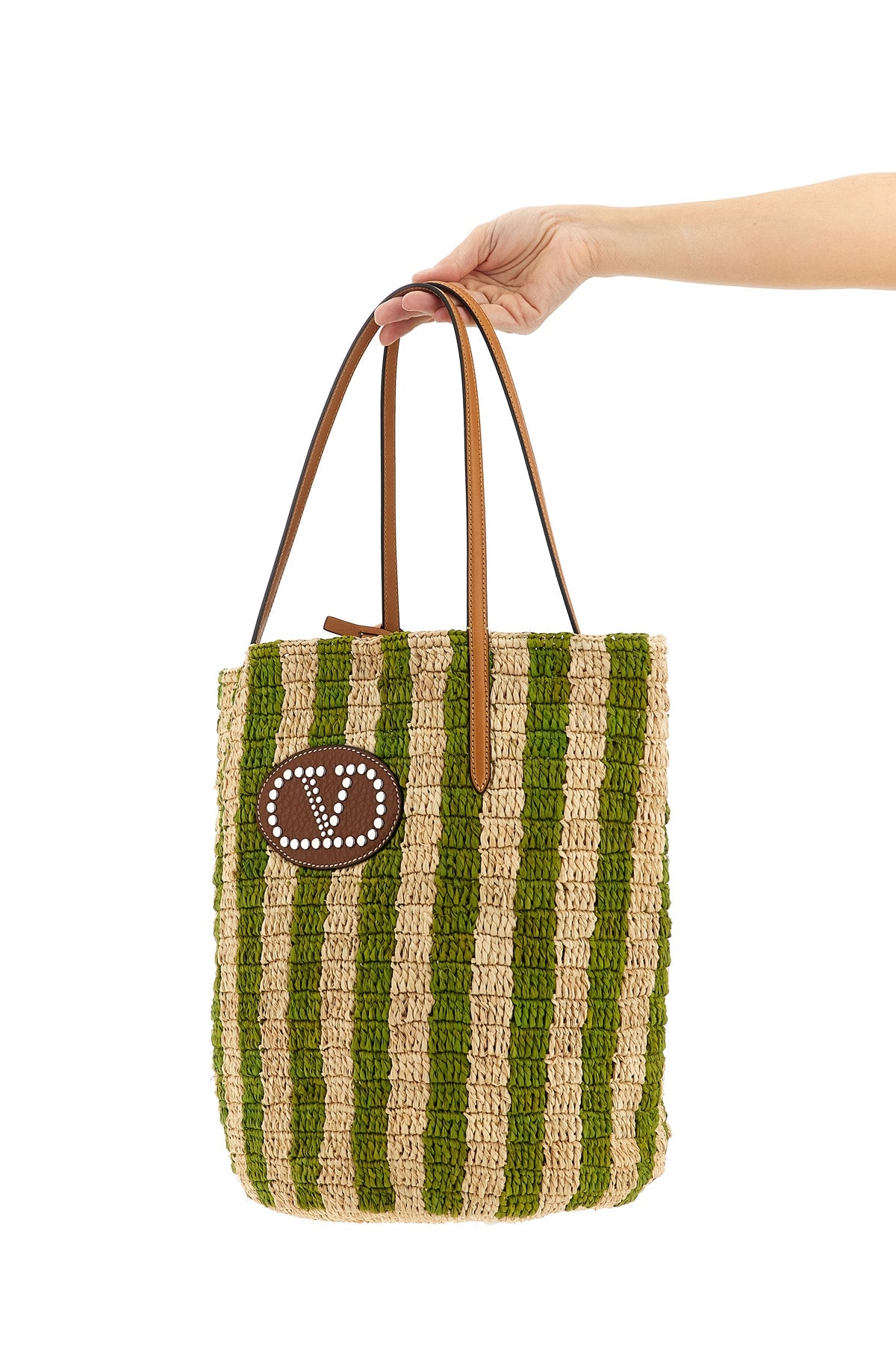 hand-woven natural raffia shopping bag