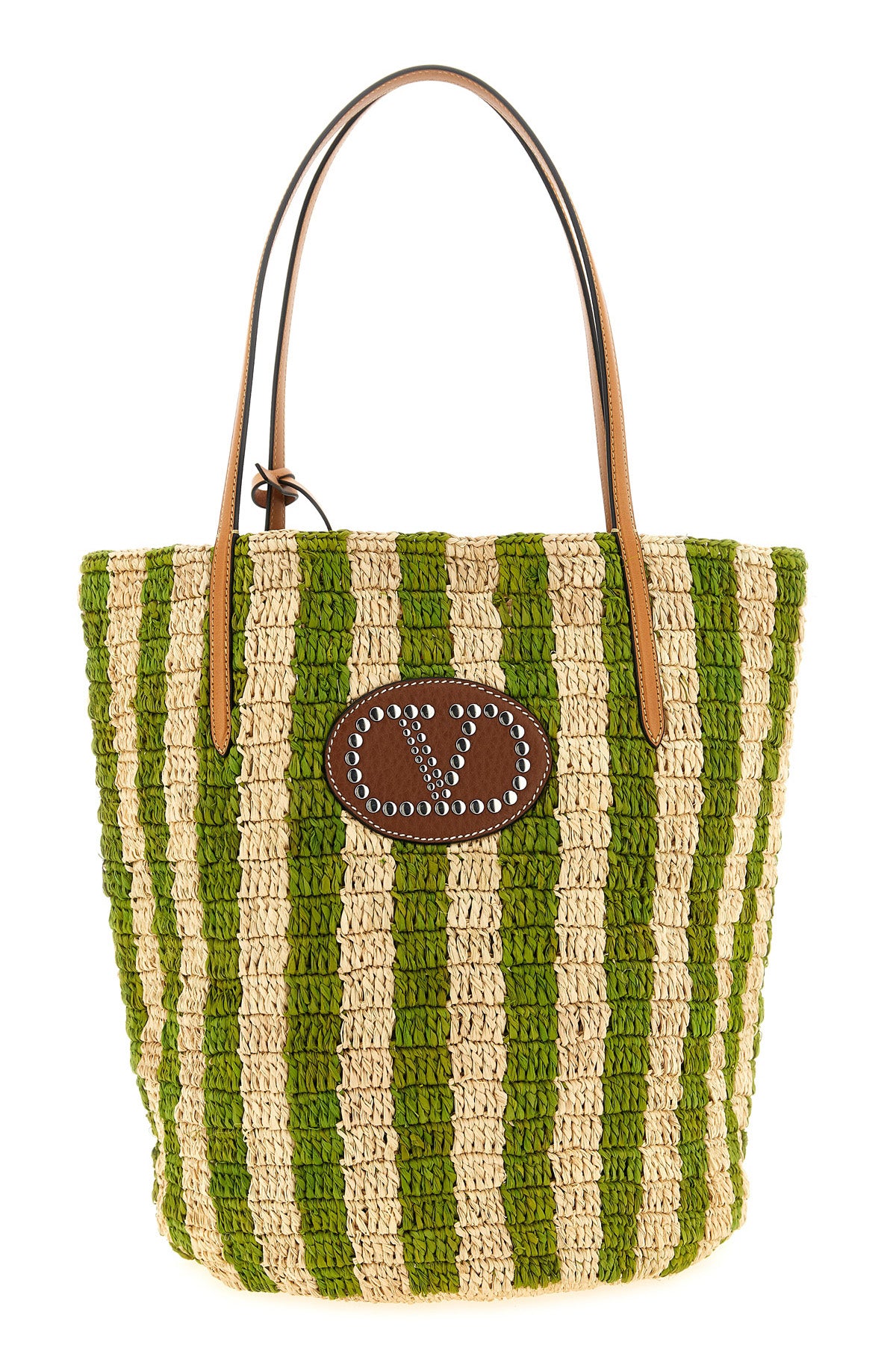 VALENTINO GARAVANI OS hand-woven natural raffia shopping bag