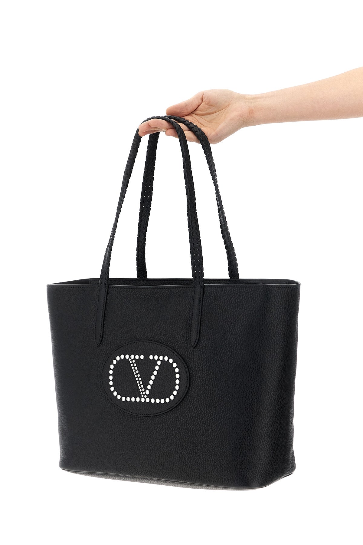 VALENTINO GARAVANI OS nellcôte shopping bag in garnet calfskin leather