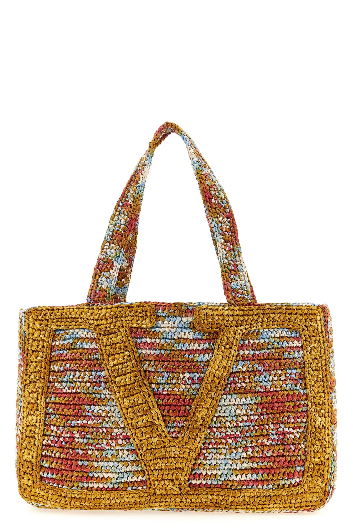 VALENTINO GARAVANI OS large viva superstar shopping bag in multicolor synthetic raffia