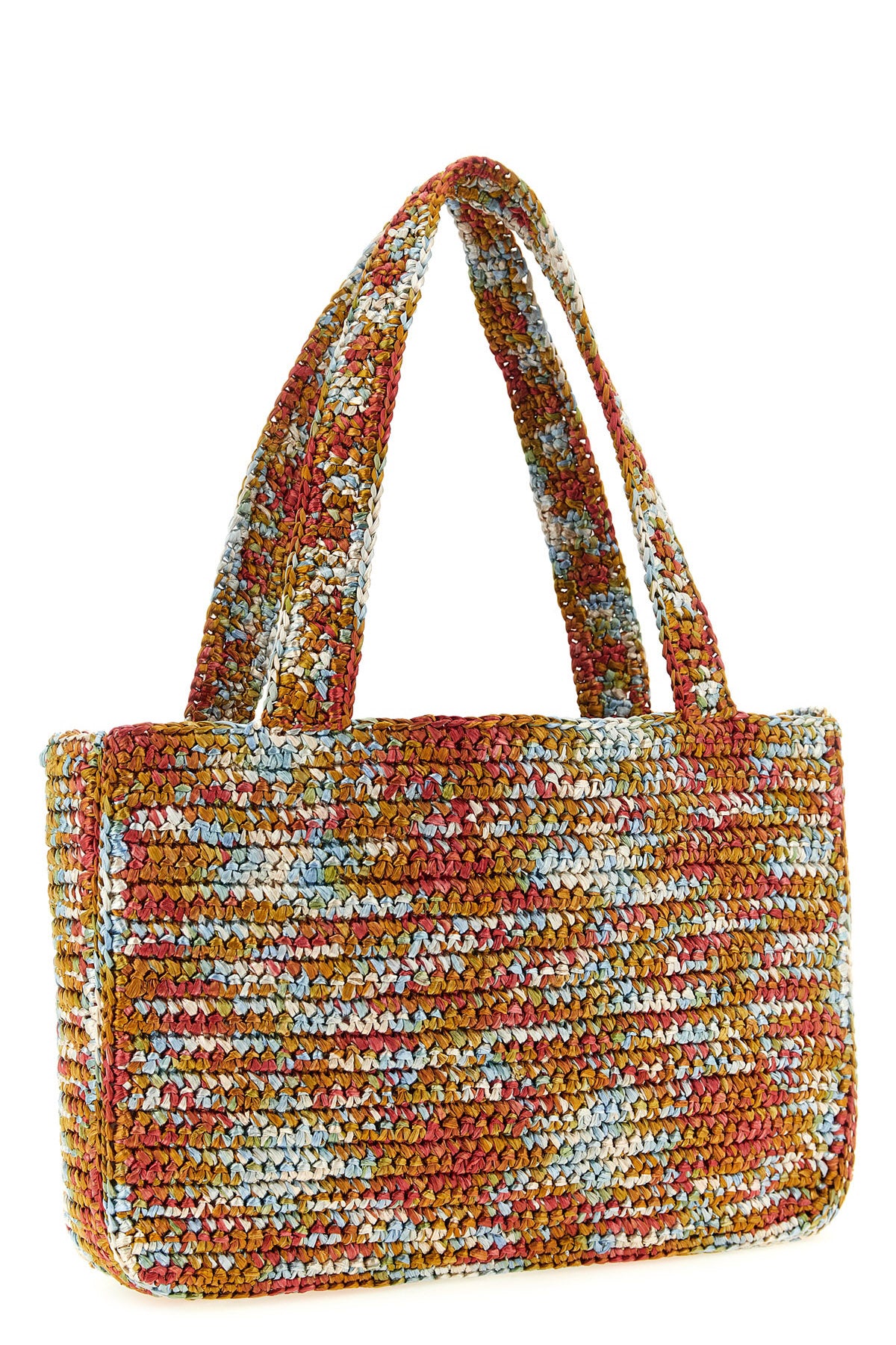 medium viva superstar shopping bag in multicolor synthetic raffia