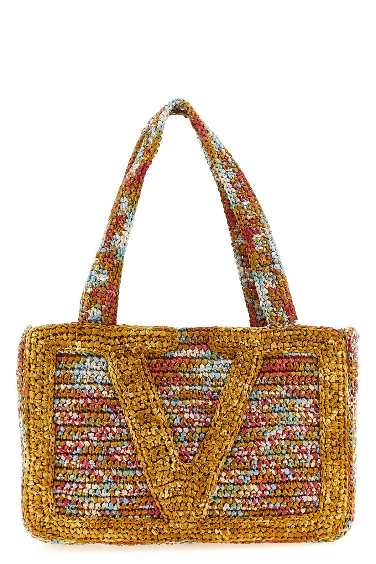 VALENTINO GARAVANI OS medium viva superstar shopping bag in multicolor synthetic raffia
