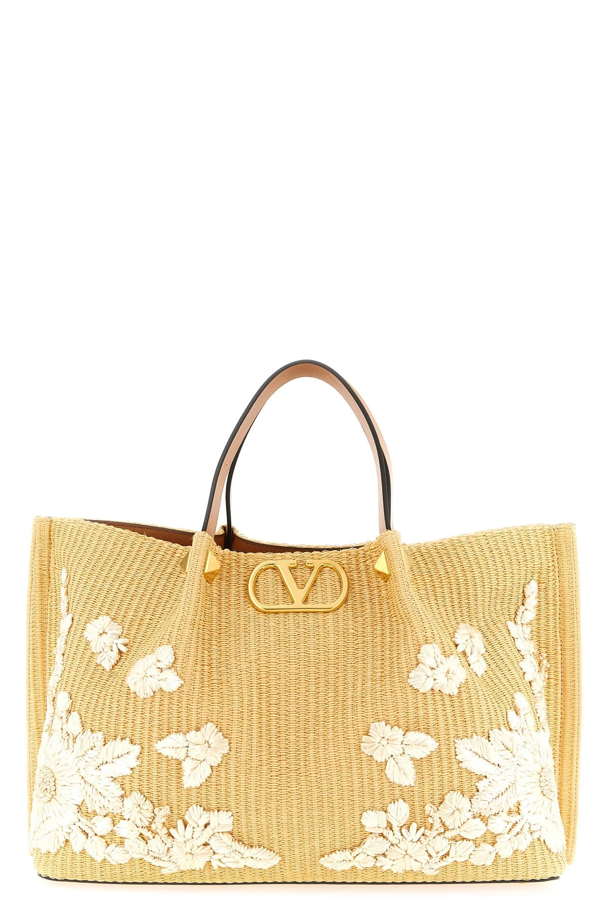 VALENTINO GARAVANI OS medium shopping bag in woven raffia