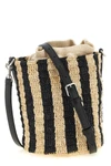 small bucket bag in hand-woven natural raffia