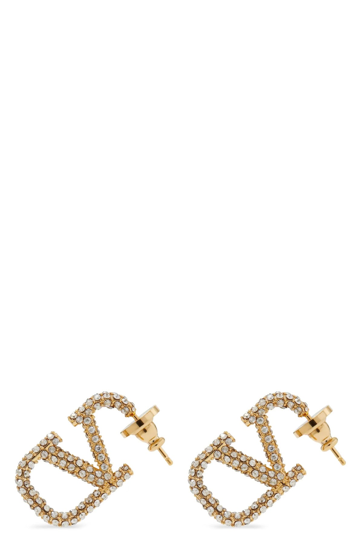 VALENTINO GARAVANI OS 18k gold-finish metal earrings in the shape of a vlogo signature