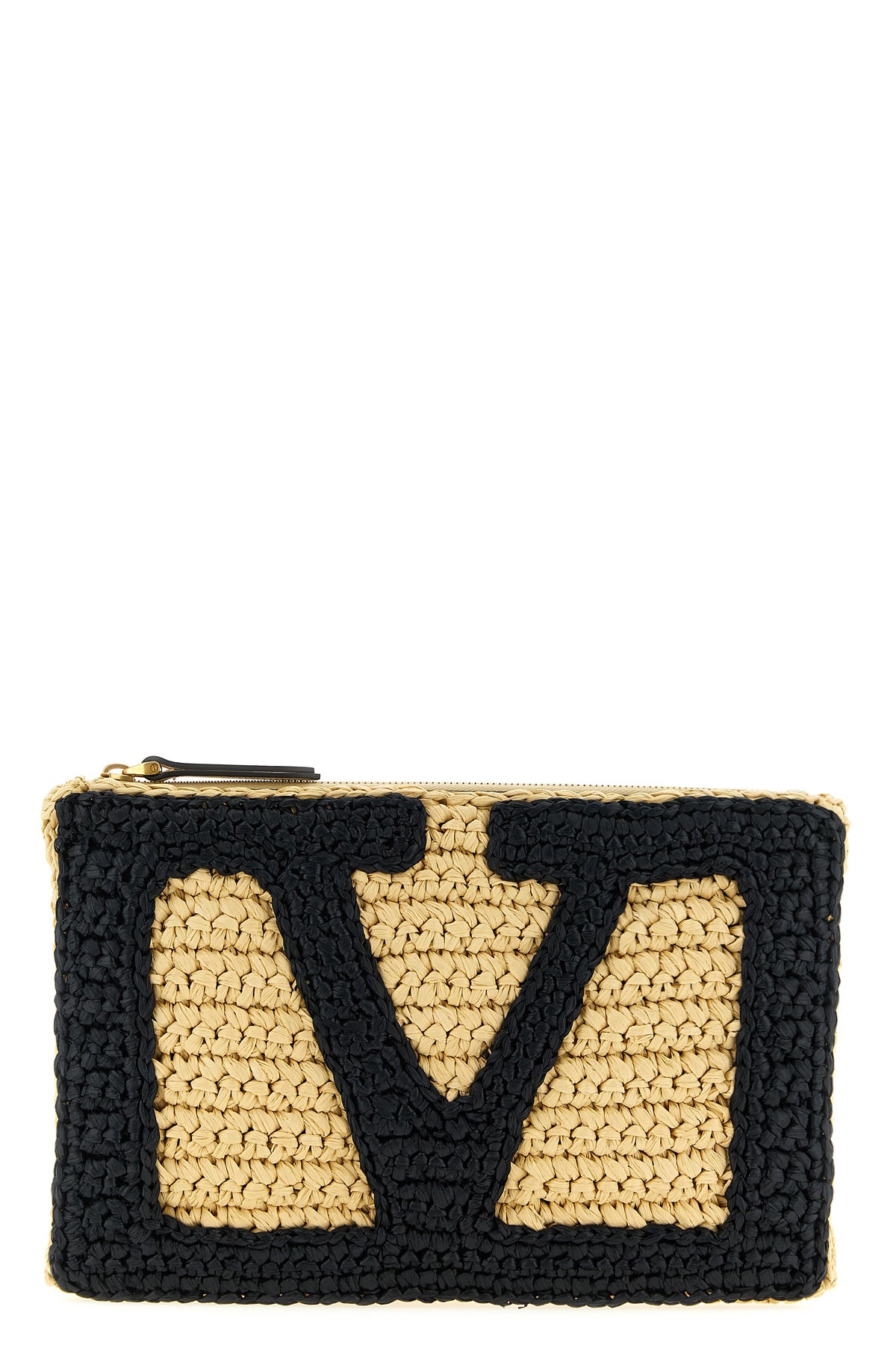 VALENTINO GARAVANI OS medium viva superstar crochet clutch bag in synthetic raffia
