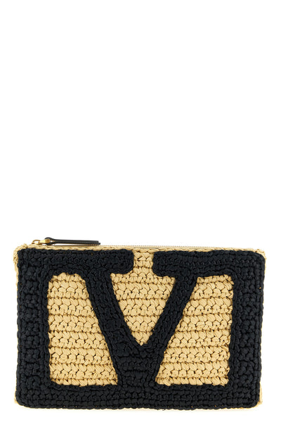 medium viva superstar crochet clutch bag in synthetic raffia