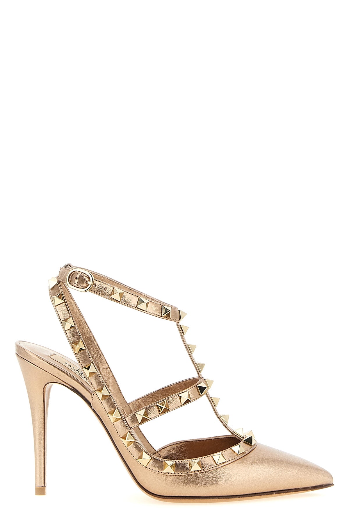 rockstud pumps in laminated nappa leather