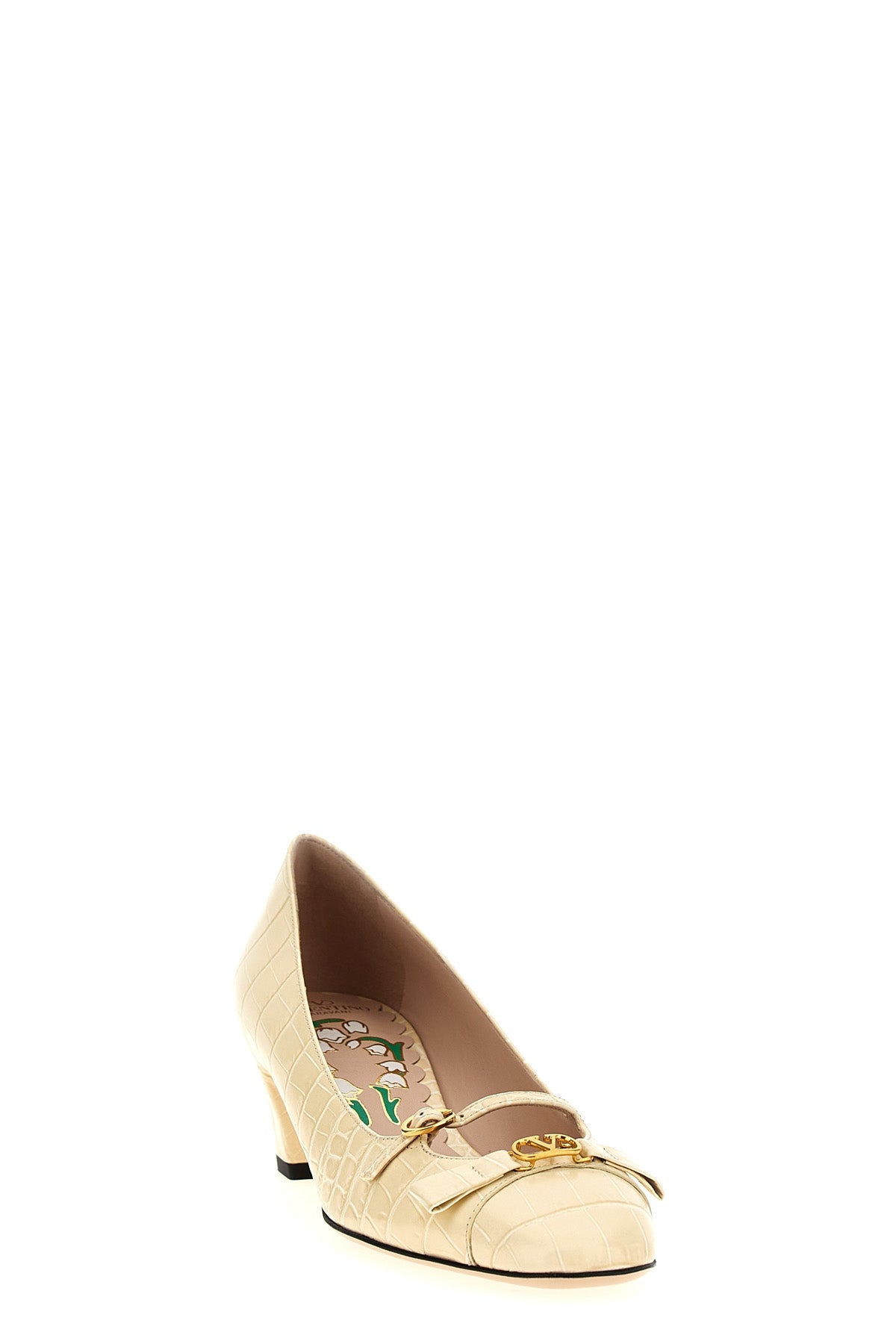 VALENTINO GARAVANI 36 bowow pumps in printed crocodile-effect leather