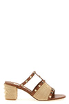 rockstud calf leather slides