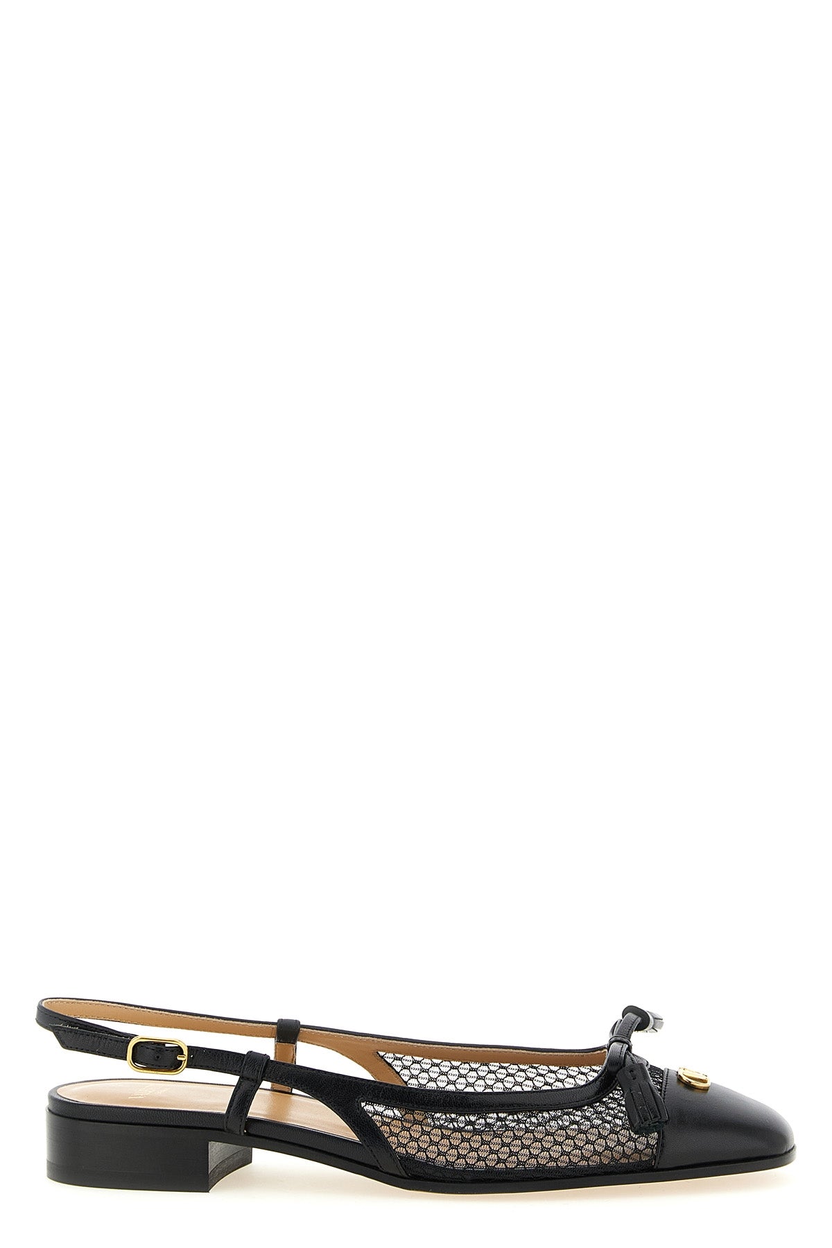 VALENTINO GARAVANI 36 valet du roi mesh and kidskin slingbacks