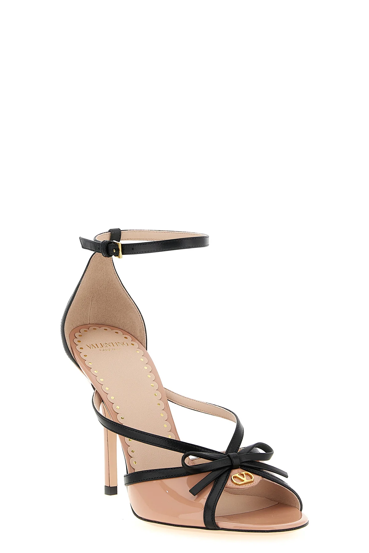 bepointy patent leather and kidskin sandals