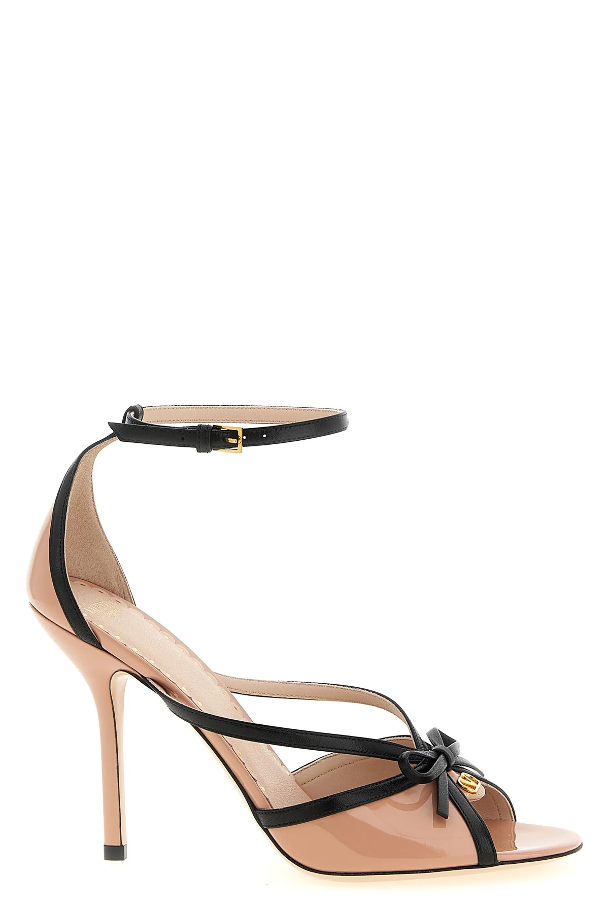 bepointy patent leather and kidskin sandals