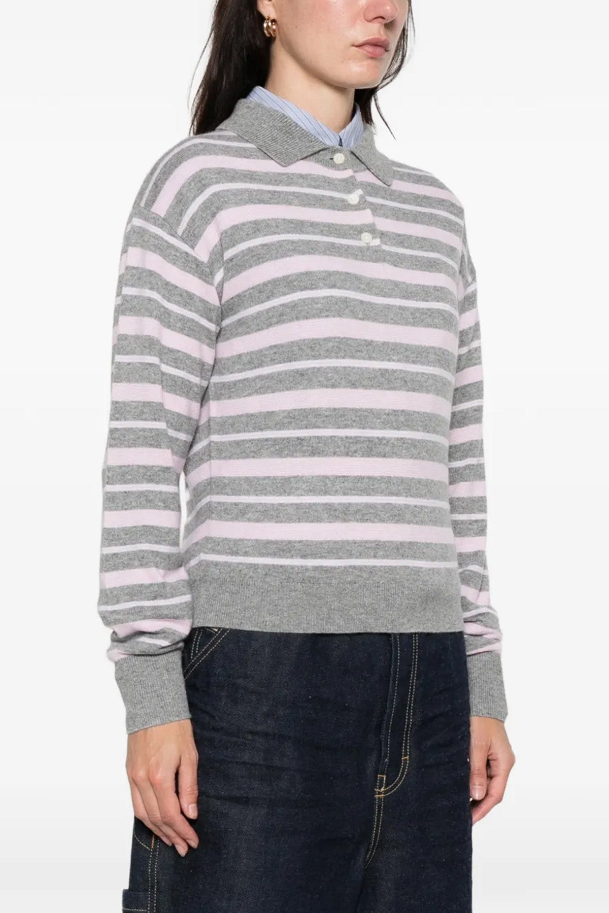 GUEST IN RESIDENCE L collegiate stripe polo style sweater