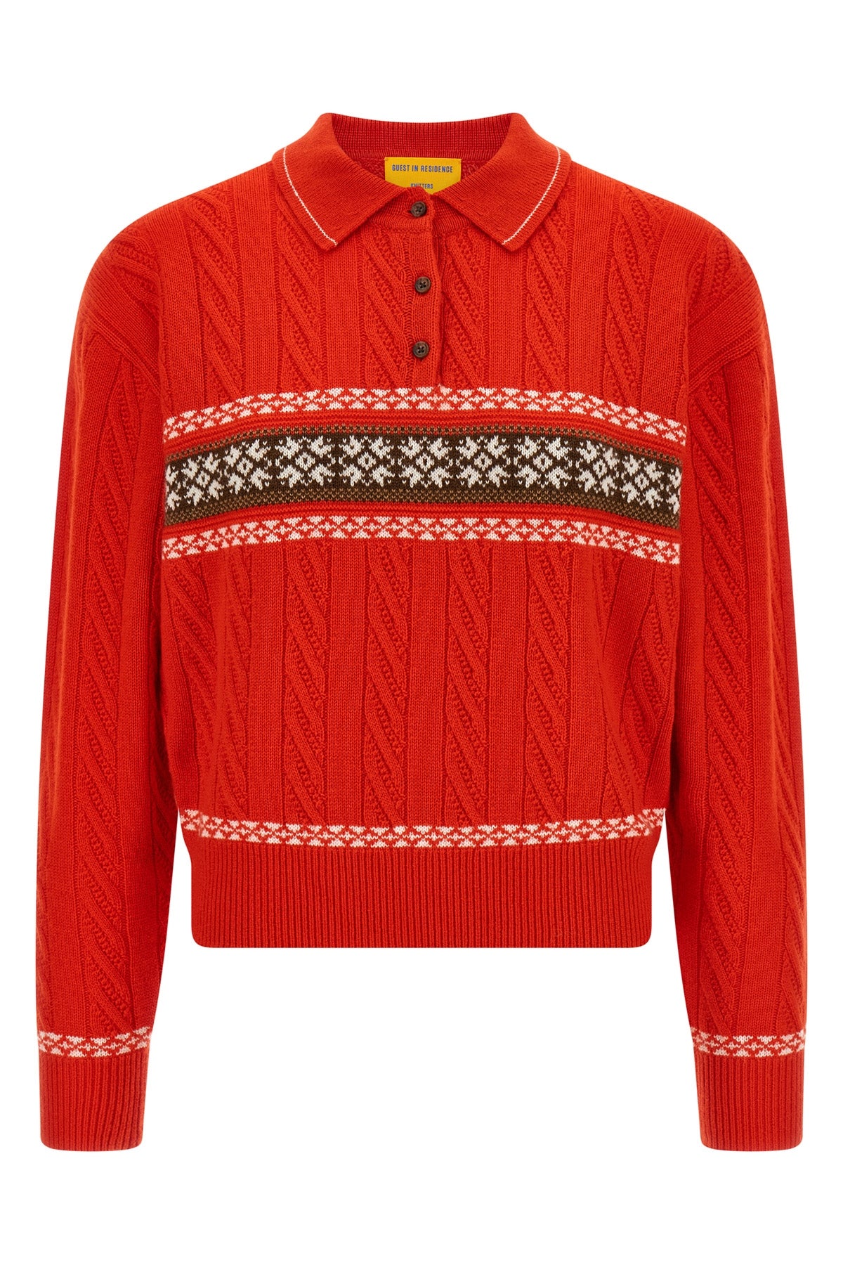 GUEST IN RESIDENCE M polo cable collegiate collar sweater