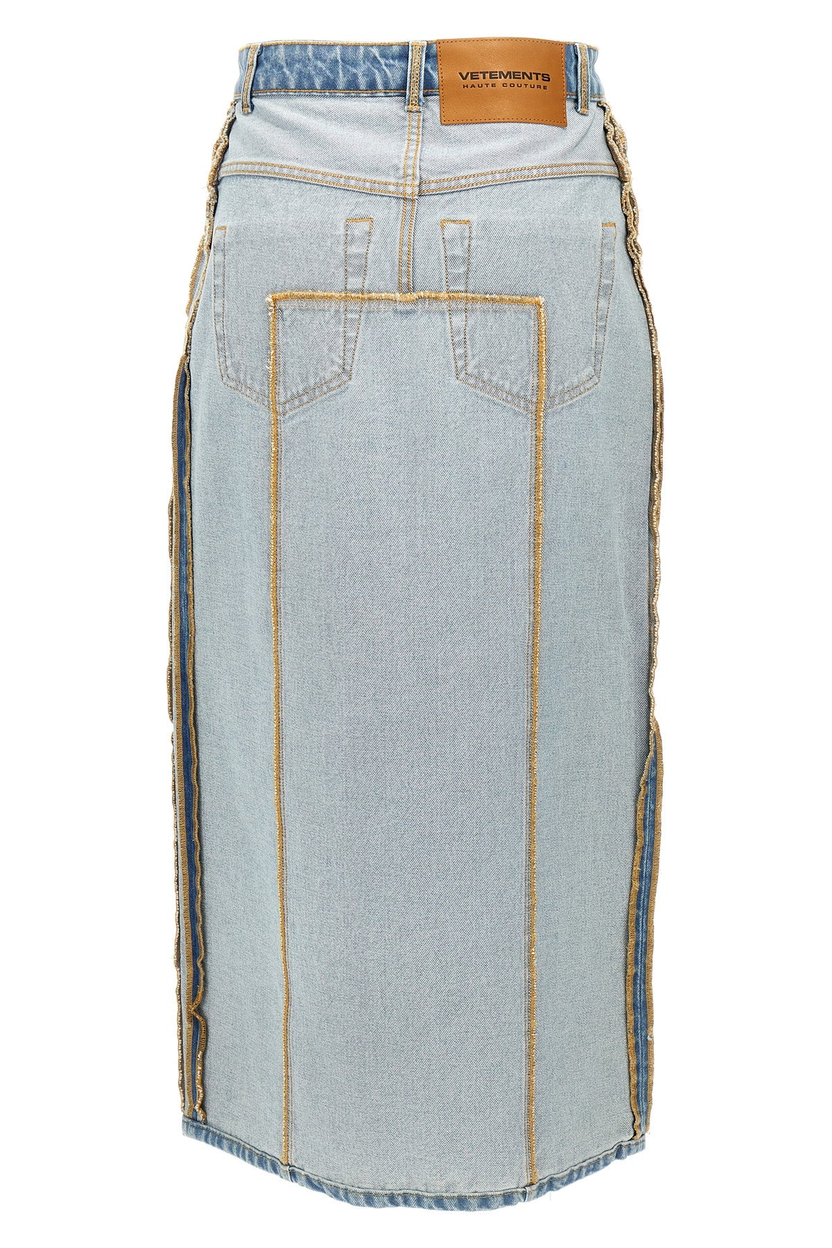inside-out cotton denim skirt